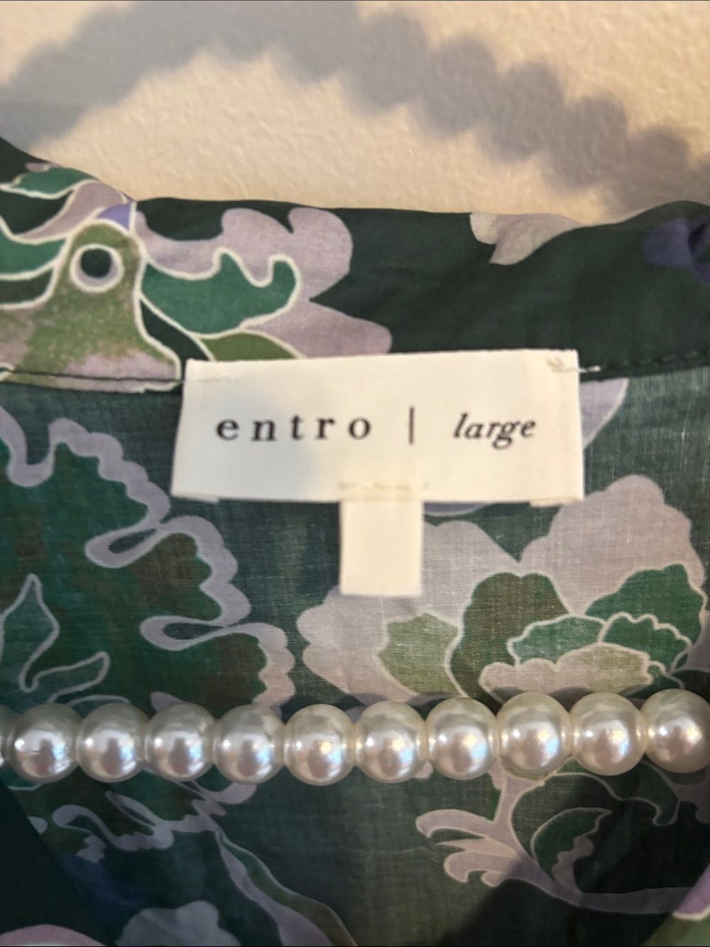 Entro Multi Print Cotton Midi Dress L Green Paisley Flutter Sleeve d27331 - Picture 5 of 7